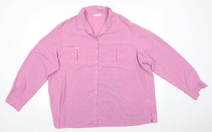 Berkertex Womens Pink Polyester Basic Button-Up Size 24 Collared - Dusky Pink Trim to collar & pockets