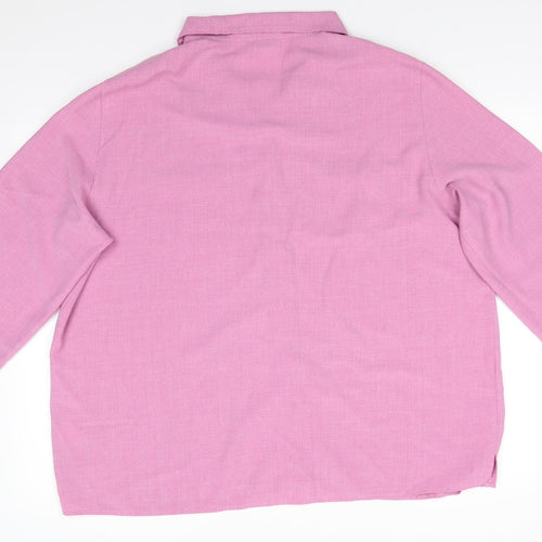 Berkertex Womens Pink  Polyester Basic Button-Up Size 24 Collared - Dusky Pink Trim to collar & pockets