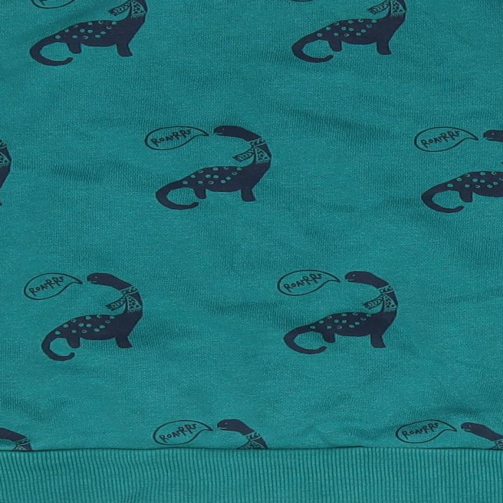 George Boys Green Animal Print Cotton Pullover Sweatshirt Size 2-3 Years   - Dinasour Print