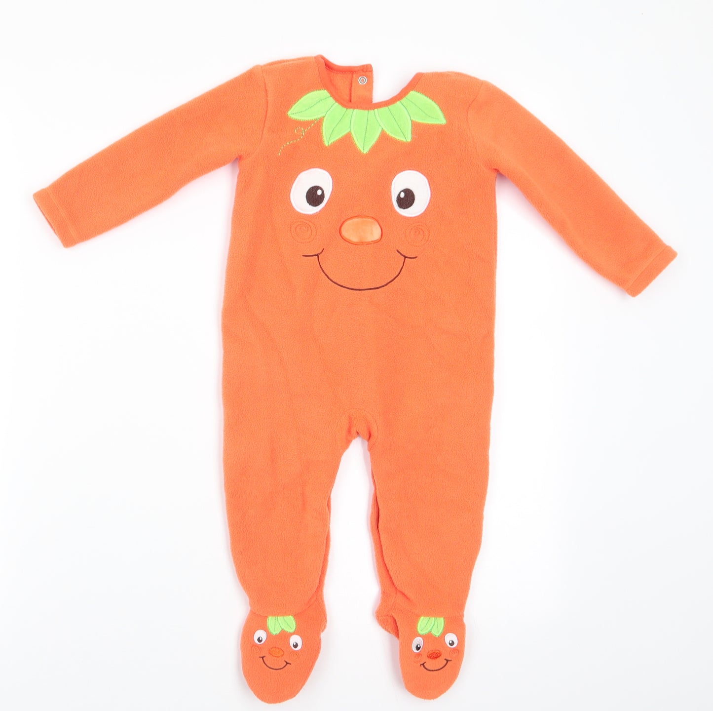 George Baby Orange Solid Polyester  One Piece Size 9-12 Months  Snap - Halloween Pumkin Suit