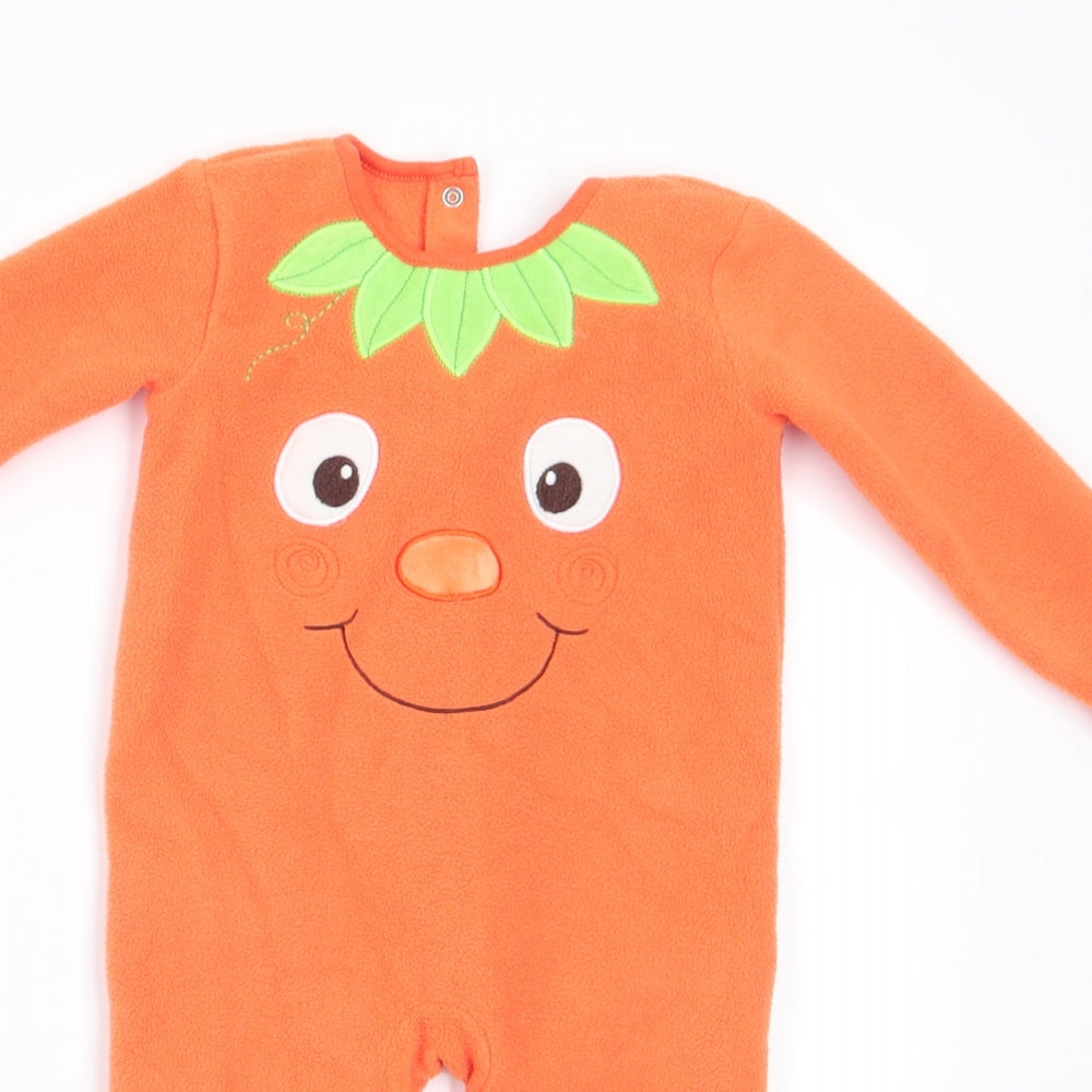 George Baby Orange Solid Polyester  One Piece Size 9-12 Months  Snap - Halloween Pumkin Suit