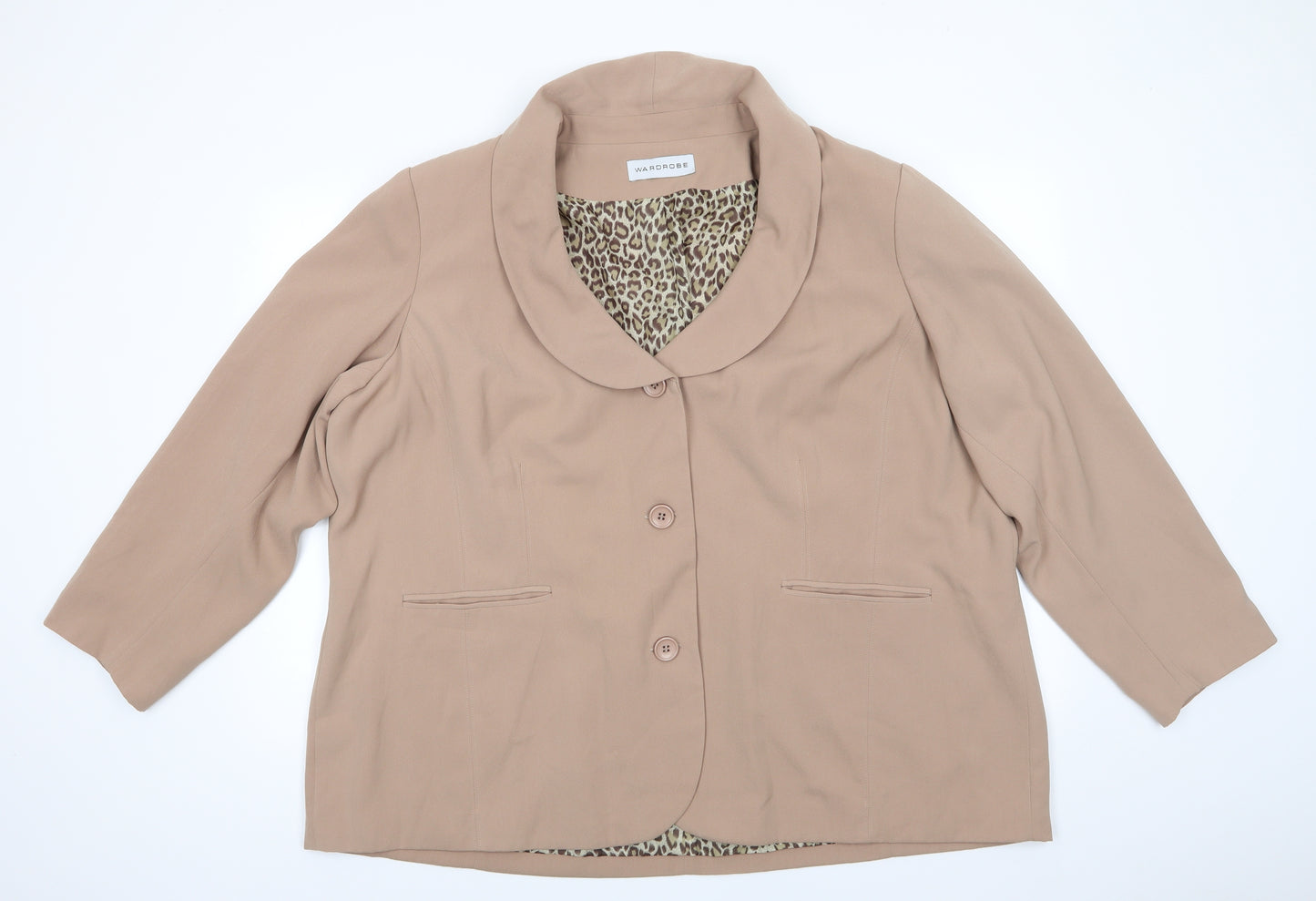 Wardrobe Womens Beige   Jacket  Size 32  Button - Animal print lining Camel colour