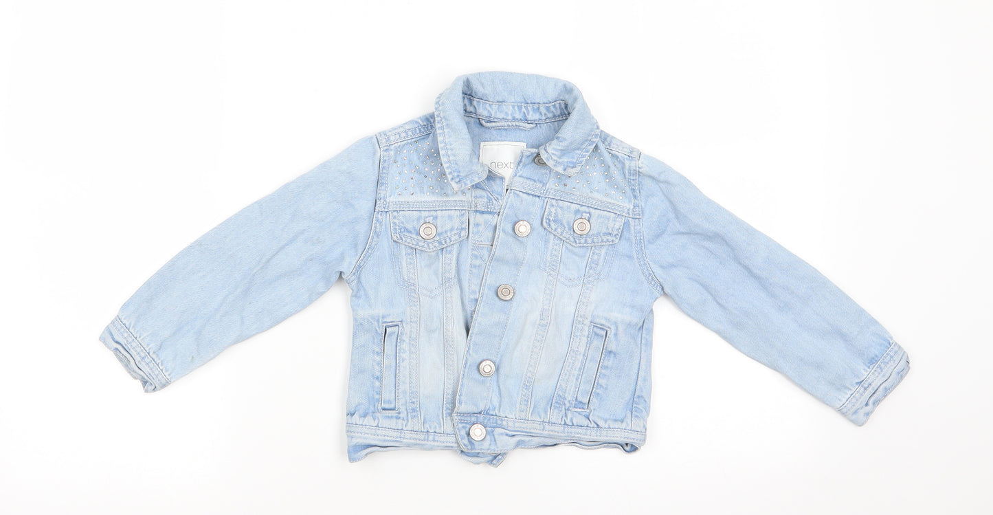 NEXT Girls Blue   Jacket  Size 4 Years  Button - Light blue denim jacket with sparkles