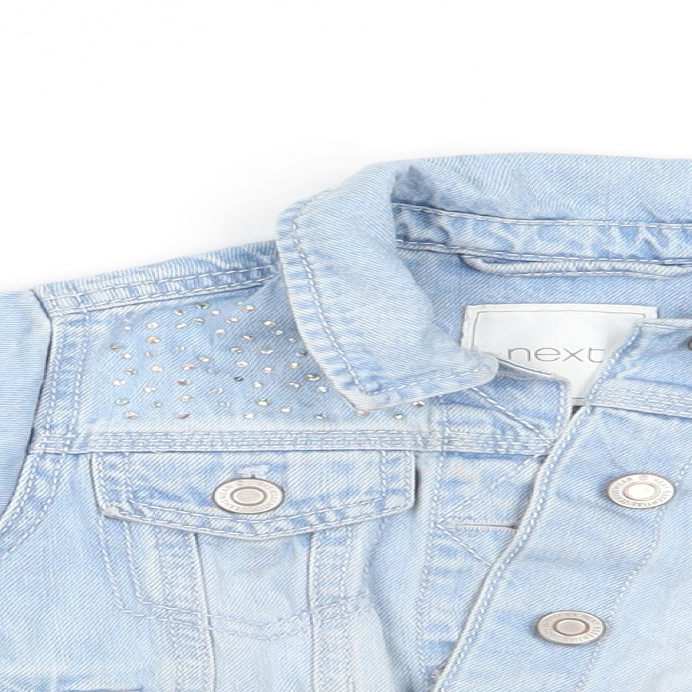 NEXT Girls Blue   Jacket  Size 4 Years  Button - Light blue denim jacket with sparkles