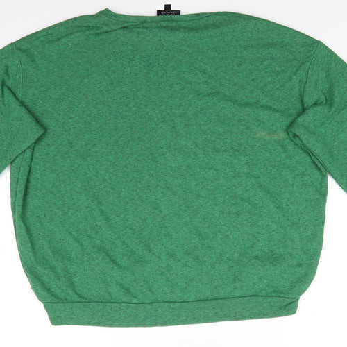 Topshop Womens Green  Cotton Pullover Sweatshirt Size 12  Pullover - Emerald Green black fleck
