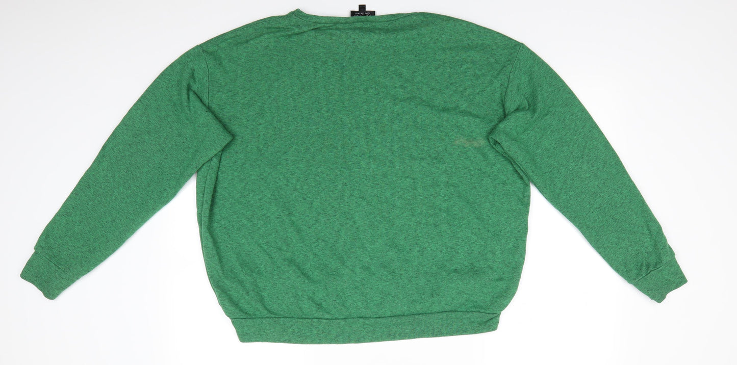 Topshop Womens Green  Cotton Pullover Sweatshirt Size 12  Pullover - Emerald Green black fleck