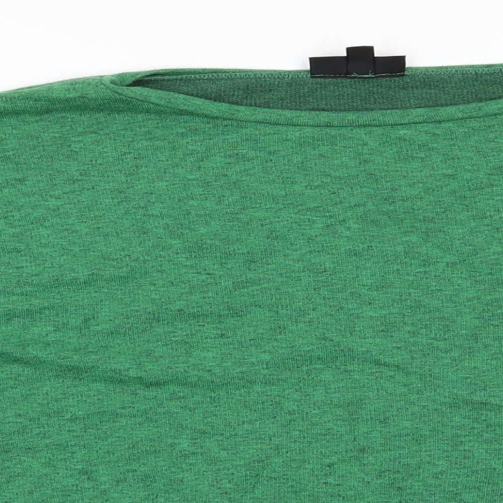 Topshop Womens Green  Cotton Pullover Sweatshirt Size 12  Pullover - Emerald Green black fleck