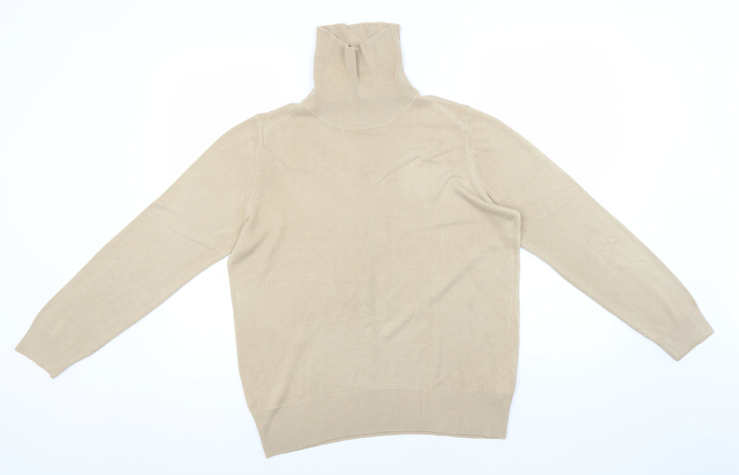 Marks and Spencer Womens Beige Roll Neck  Acrylic Pullover Jumper Size 16