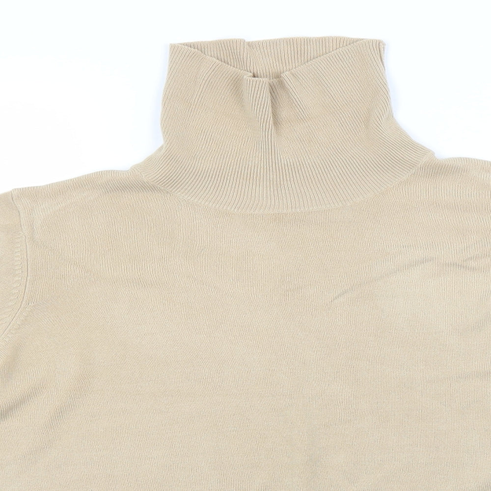 Marks and Spencer Womens Beige Roll Neck  Acrylic Pullover Jumper Size 16