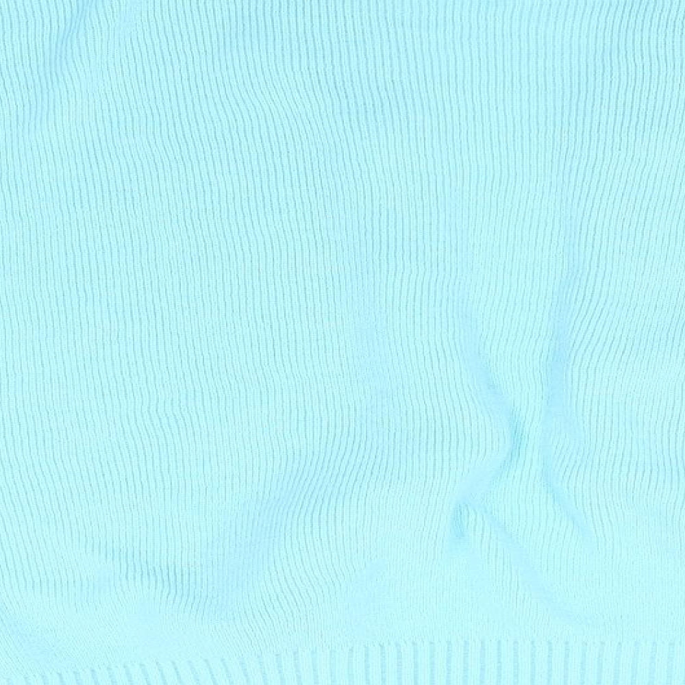 Merry Gold Womens Blue Round Neck  Acrylic Cardigan Jumper Size M