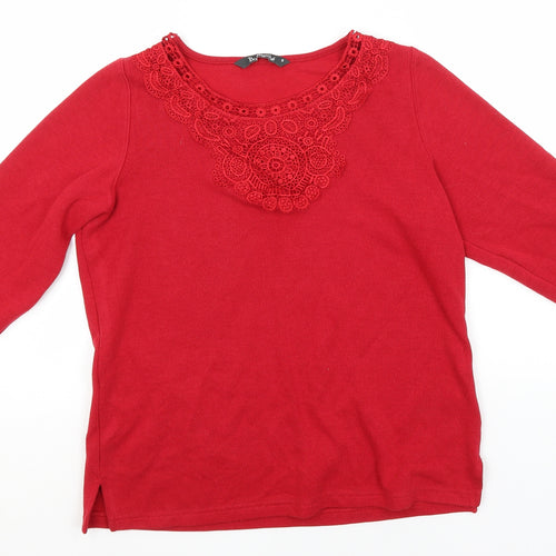 Bonmarché Womens Red Round Neck  Polyester Pullover Jumper Size S