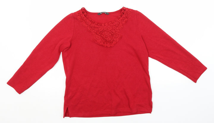 Bonmarché Womens Red Round Neck  Polyester Pullover Jumper Size S