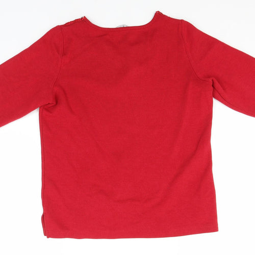 Bonmarché Womens Red Round Neck  Polyester Pullover Jumper Size S