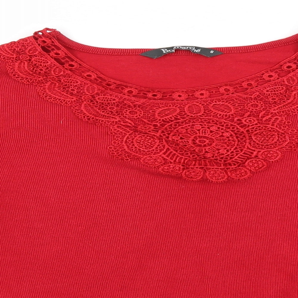 Bonmarché Womens Red Round Neck  Polyester Pullover Jumper Size S