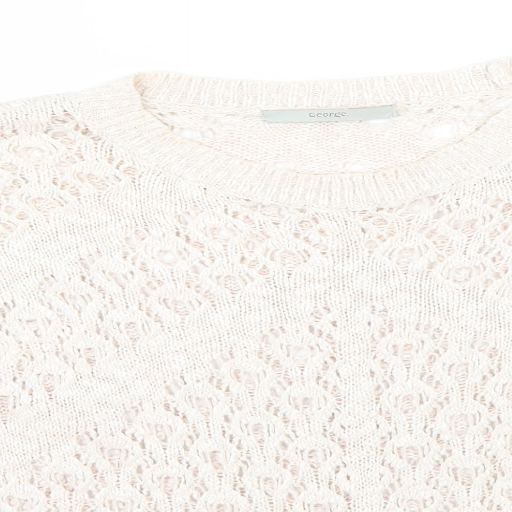 George Womens Pink Round Neck  Cotton Pullover Jumper Size 12