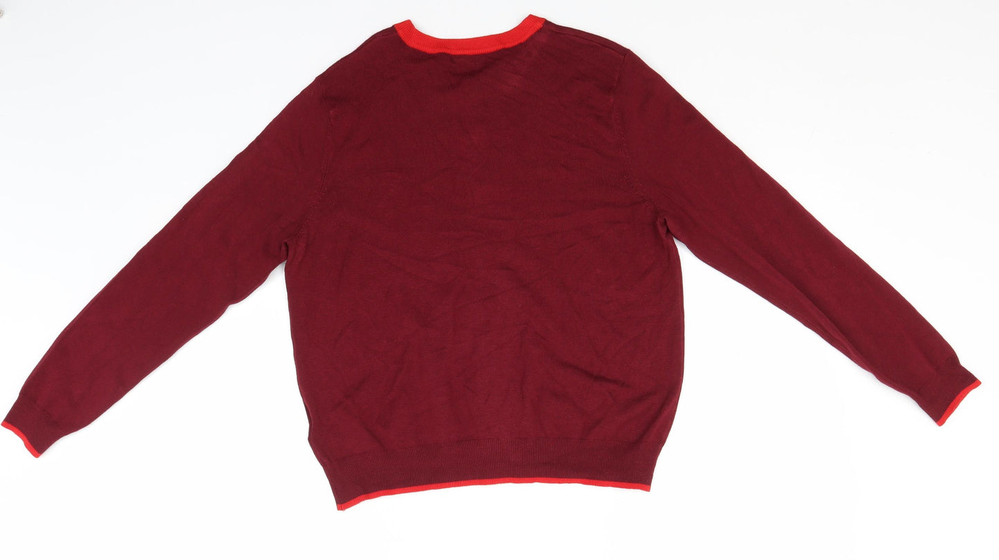 Marks and Spencer Womens Red Round Neck  Viscose Cardigan Jumper Size 14