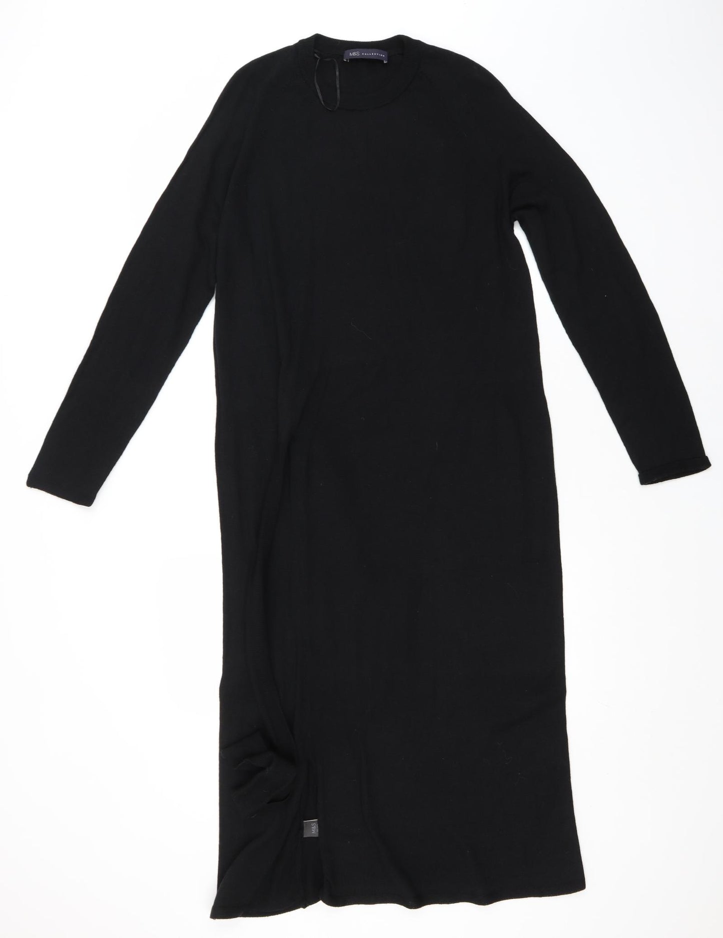 Marks and Spencer Womens Black  Wool T-Shirt Dress  Size 10  Round Neck