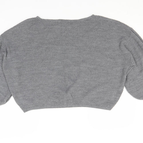 PRETTYLITTLETHING Womens Grey Round Neck  Acrylic Pullover Jumper Size M