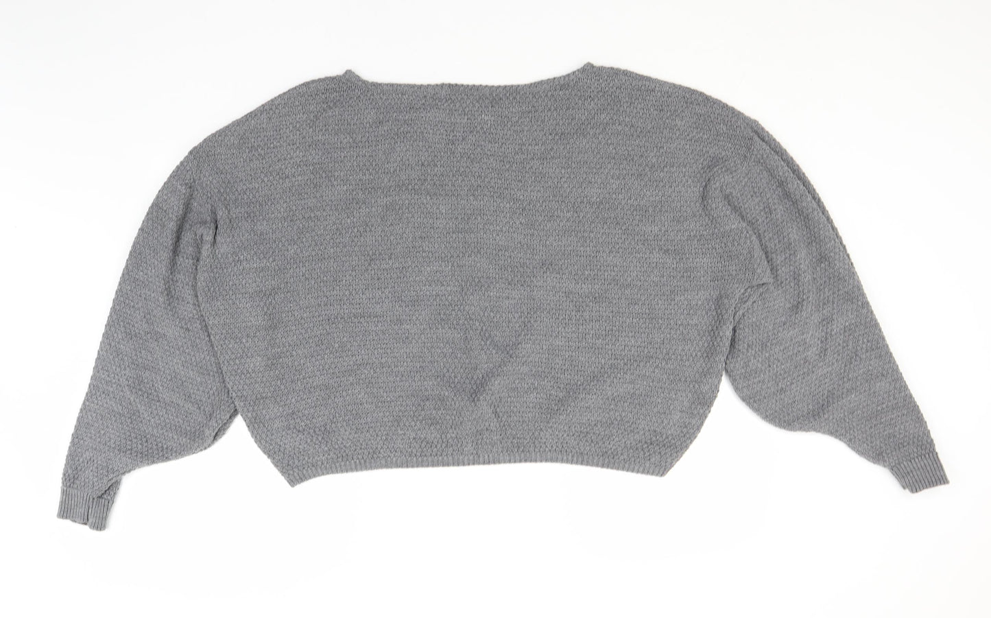 PRETTYLITTLETHING Womens Grey Round Neck  Acrylic Pullover Jumper Size M