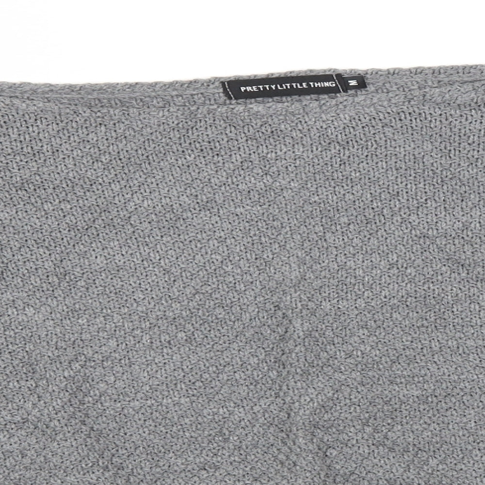 PRETTYLITTLETHING Womens Grey Round Neck  Acrylic Pullover Jumper Size M