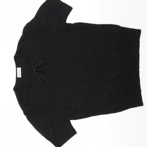 Nightingales Girls Black  Viscose Basic T-Shirt Size 14 Years Round Neck