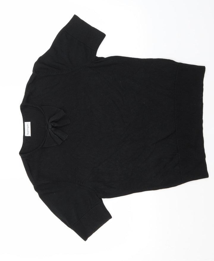 Nightingales Girls Black Viscose Basic T-Shirt Size 14 Years Round Neck