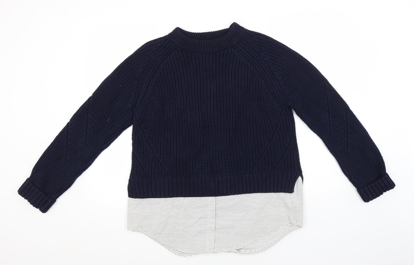 Marks and Spencer Womens Blue Round Neck  Cotton Pullover Jumper Size 14