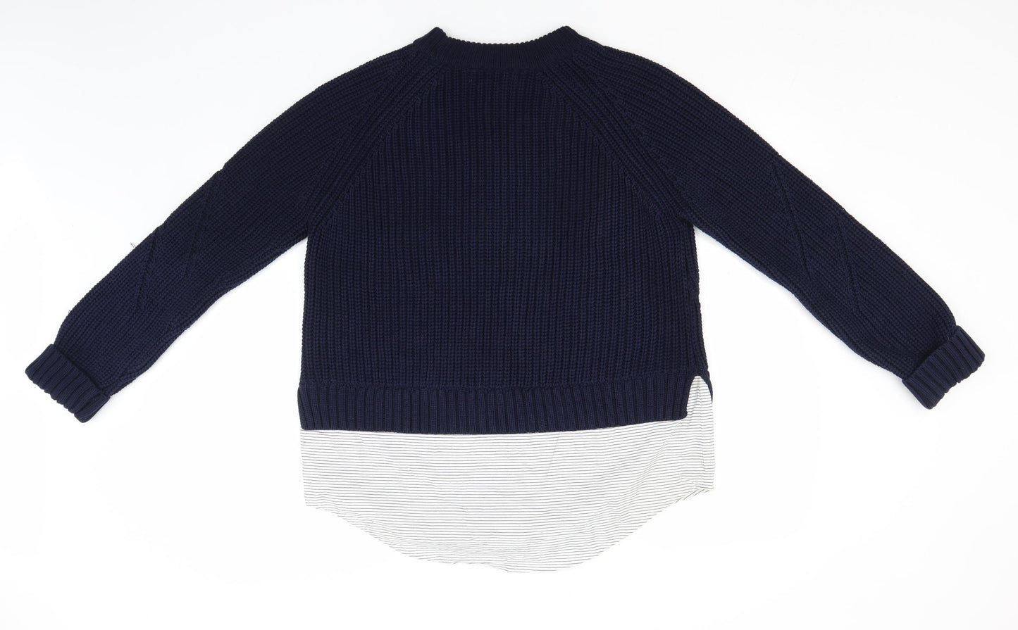 Marks and Spencer Womens Blue Round Neck  Cotton Pullover Jumper Size 14