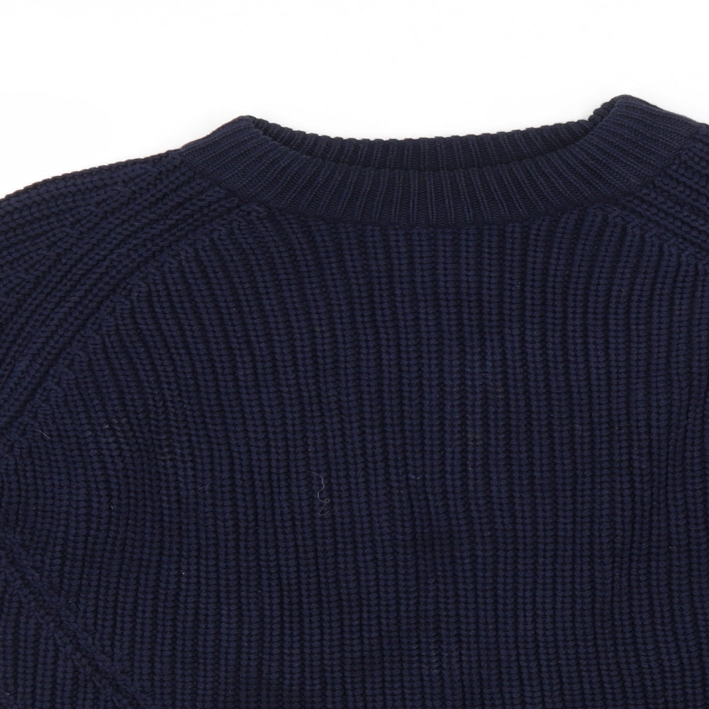 Marks and Spencer Womens Blue Round Neck  Cotton Pullover Jumper Size 14