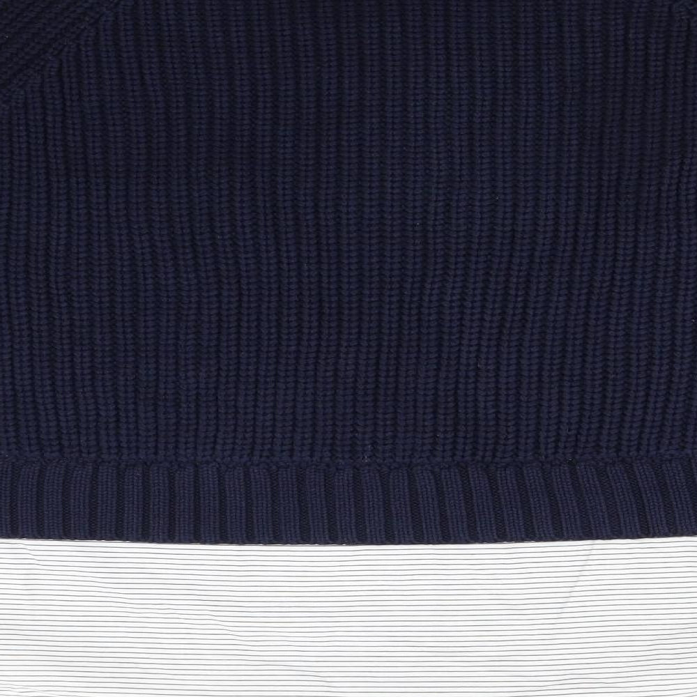 Marks and Spencer Womens Blue Round Neck  Cotton Pullover Jumper Size 14
