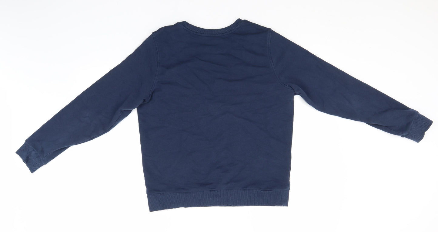 Marks and Spencer Womens Blue Round Neck  Cotton Pullover Jumper Size 12