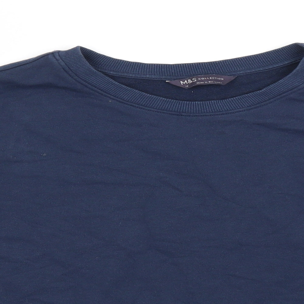 Marks and Spencer Womens Blue Round Neck  Cotton Pullover Jumper Size 12
