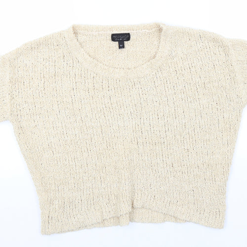 Topshop Womens Green Round Neck  Polyester Pullover Jumper Size 8