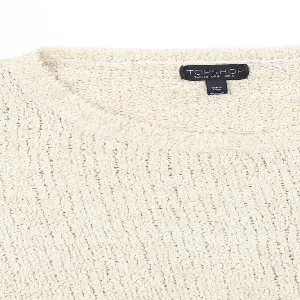 Topshop Womens Green Round Neck  Polyester Pullover Jumper Size 8