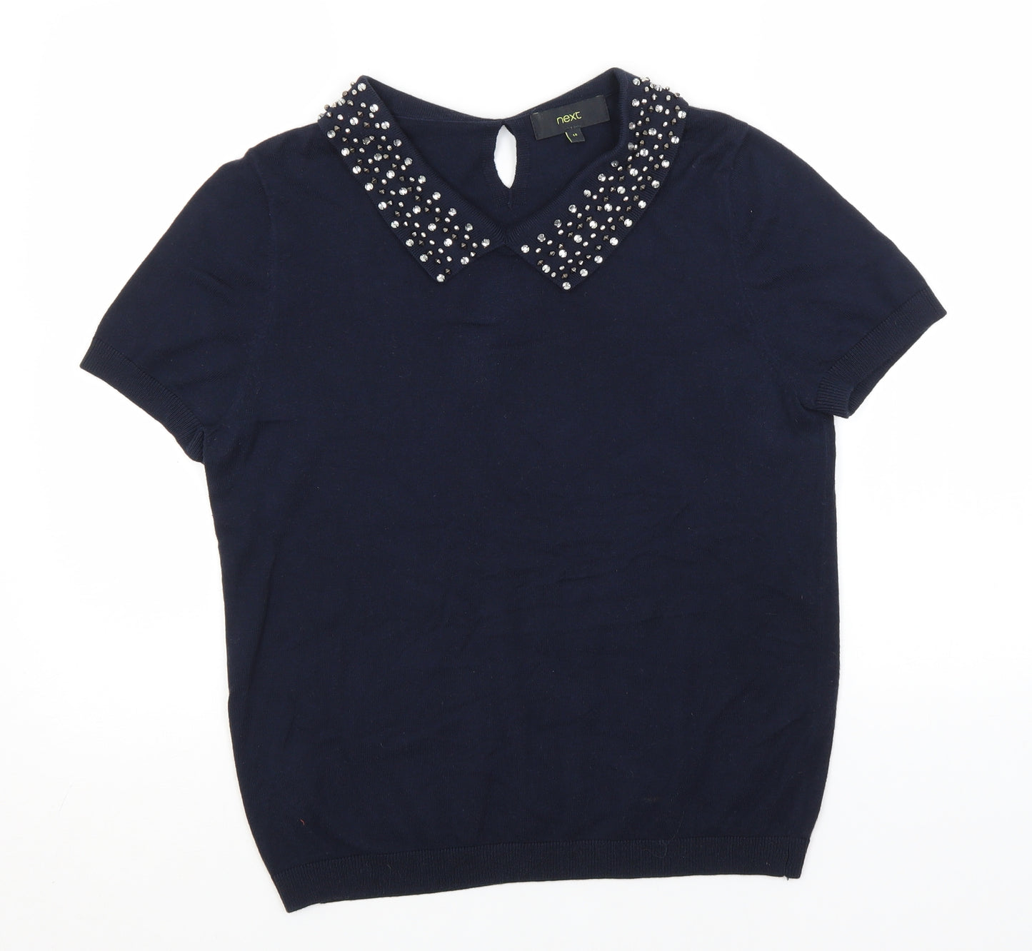 NEXT Womens Blue Round Neck  Cotton Pullover Jumper Size 14