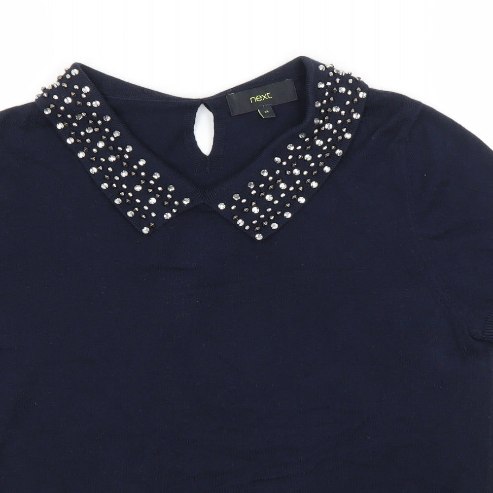 NEXT Womens Blue Round Neck  Cotton Pullover Jumper Size 14