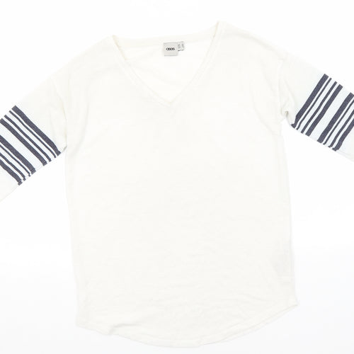 ASOS Womens White V-Neck  Polyester Pullover Jumper Size 10