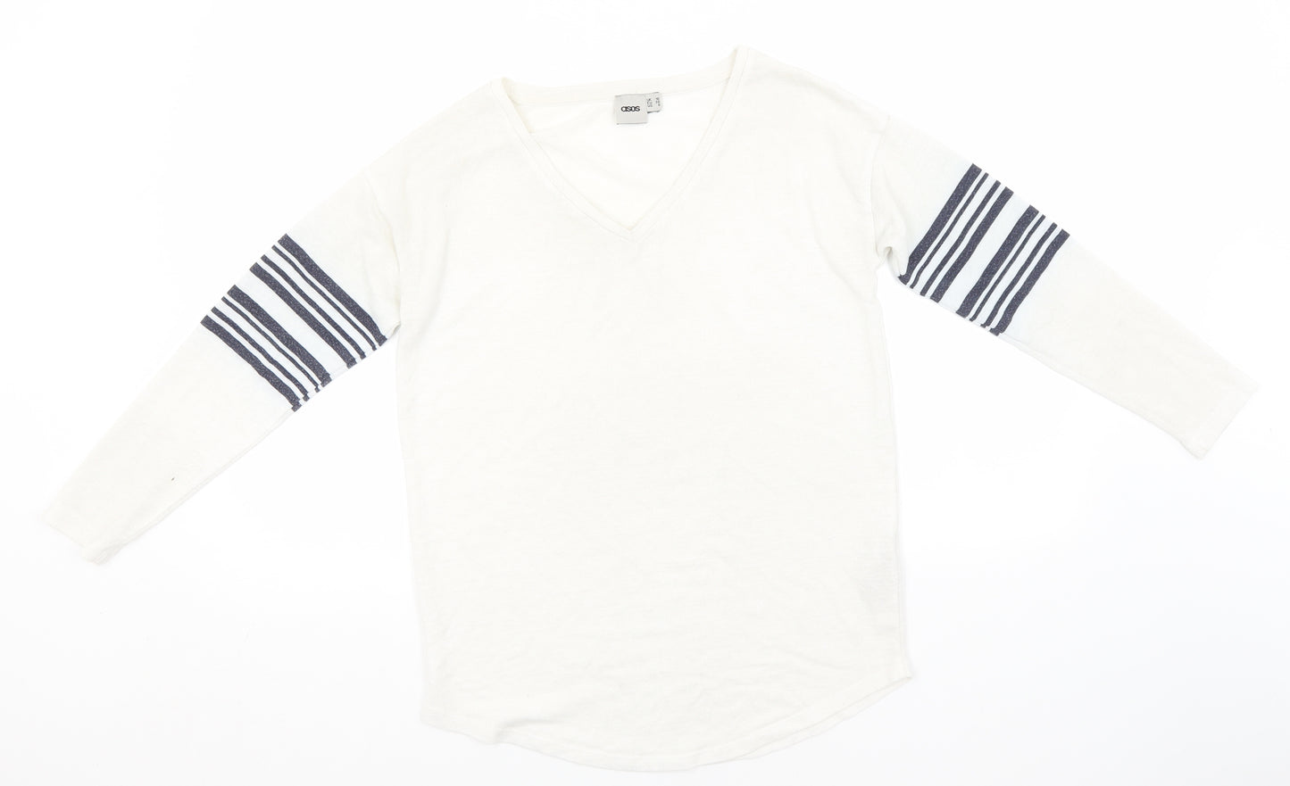 ASOS Womens White V-Neck  Polyester Pullover Jumper Size 10