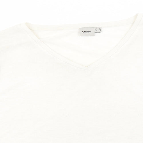 ASOS Womens White V-Neck  Polyester Pullover Jumper Size 10