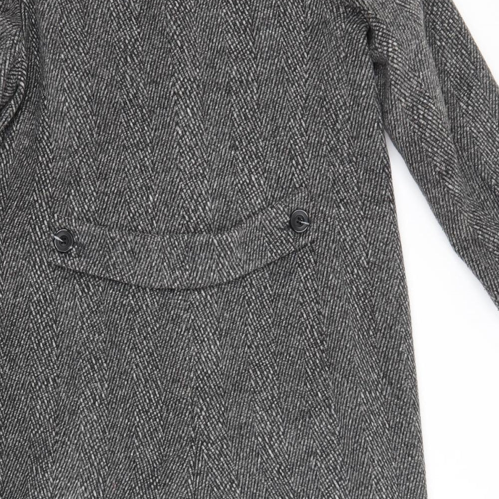 Marks and Spencer Womens Grey Striped  Overcoat Coat Size 16