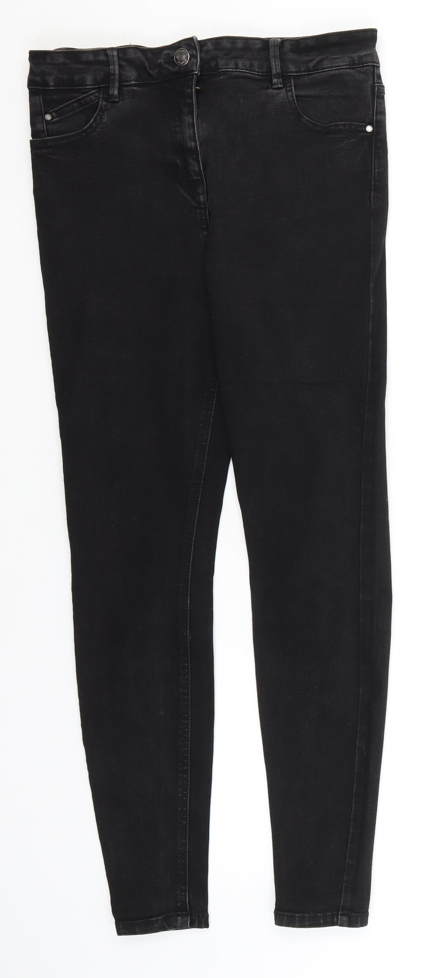 Matalan Womens Black  Cotton Straight Jeans Size 12 L28 in Regular