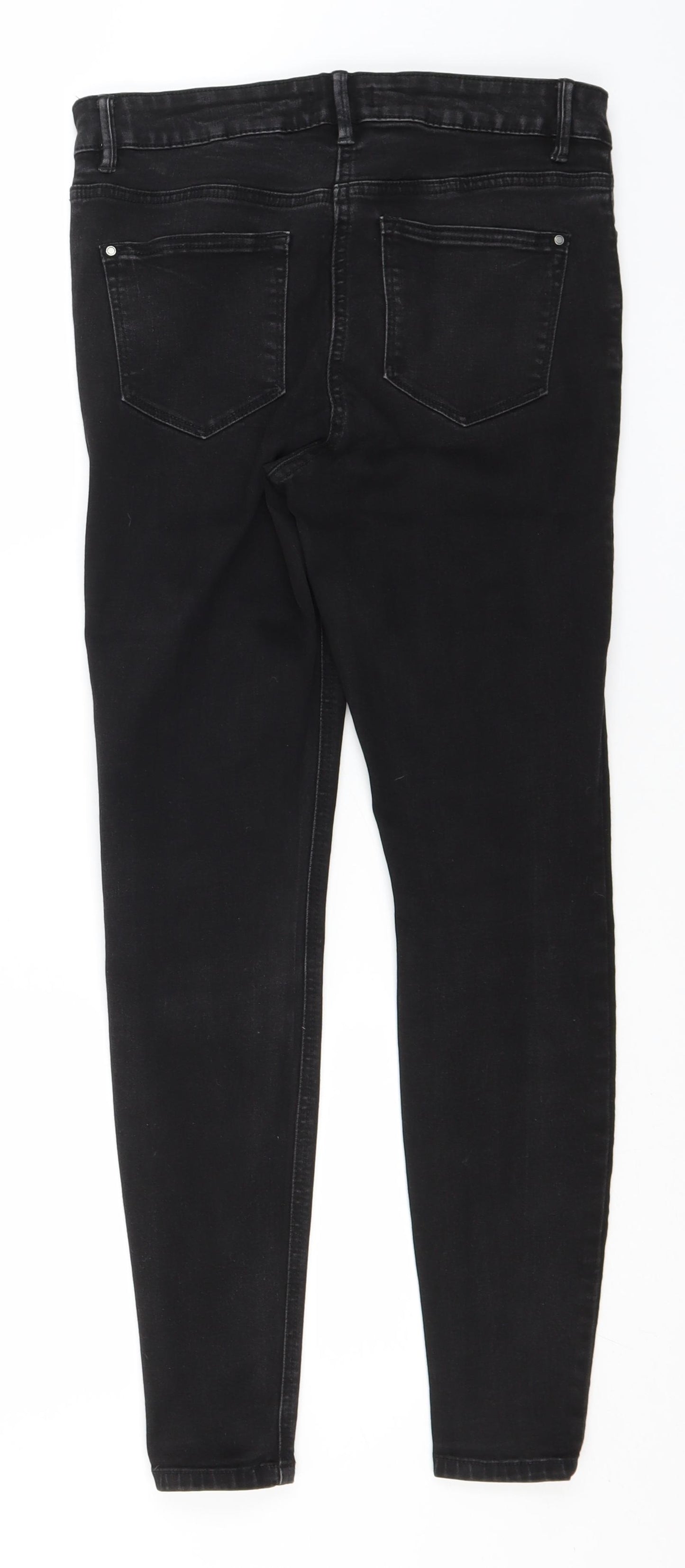 Matalan Womens Black  Cotton Straight Jeans Size 12 L28 in Regular