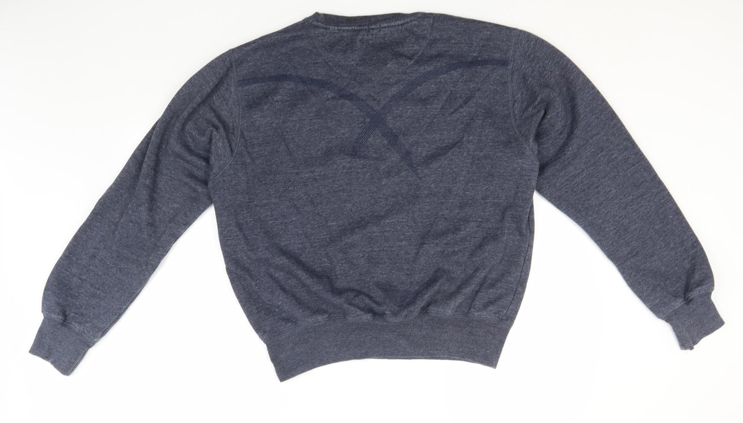Cinch Mens Blue Round Neck  Polyester Pullover Jumper Size L