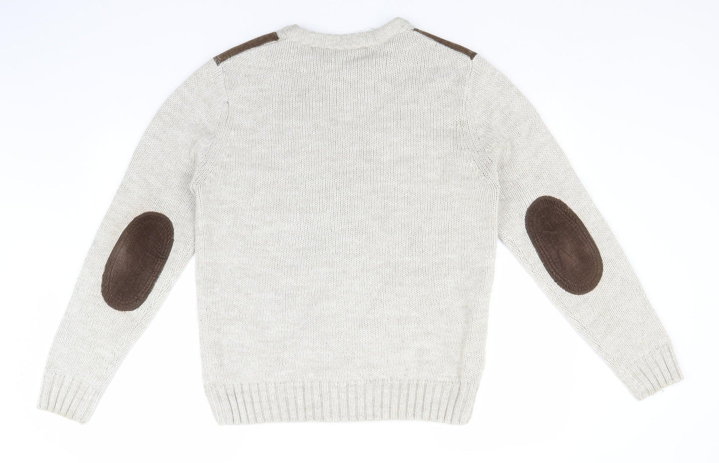Tokyo Laundry Mens Beige Round Neck  Acrylic Pullover Jumper Size M