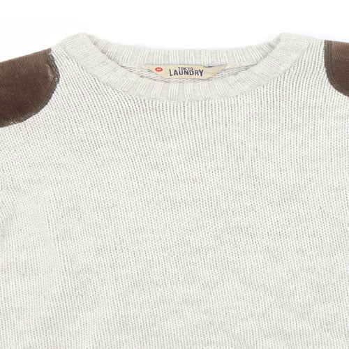 Tokyo Laundry Mens Beige Round Neck  Acrylic Pullover Jumper Size M