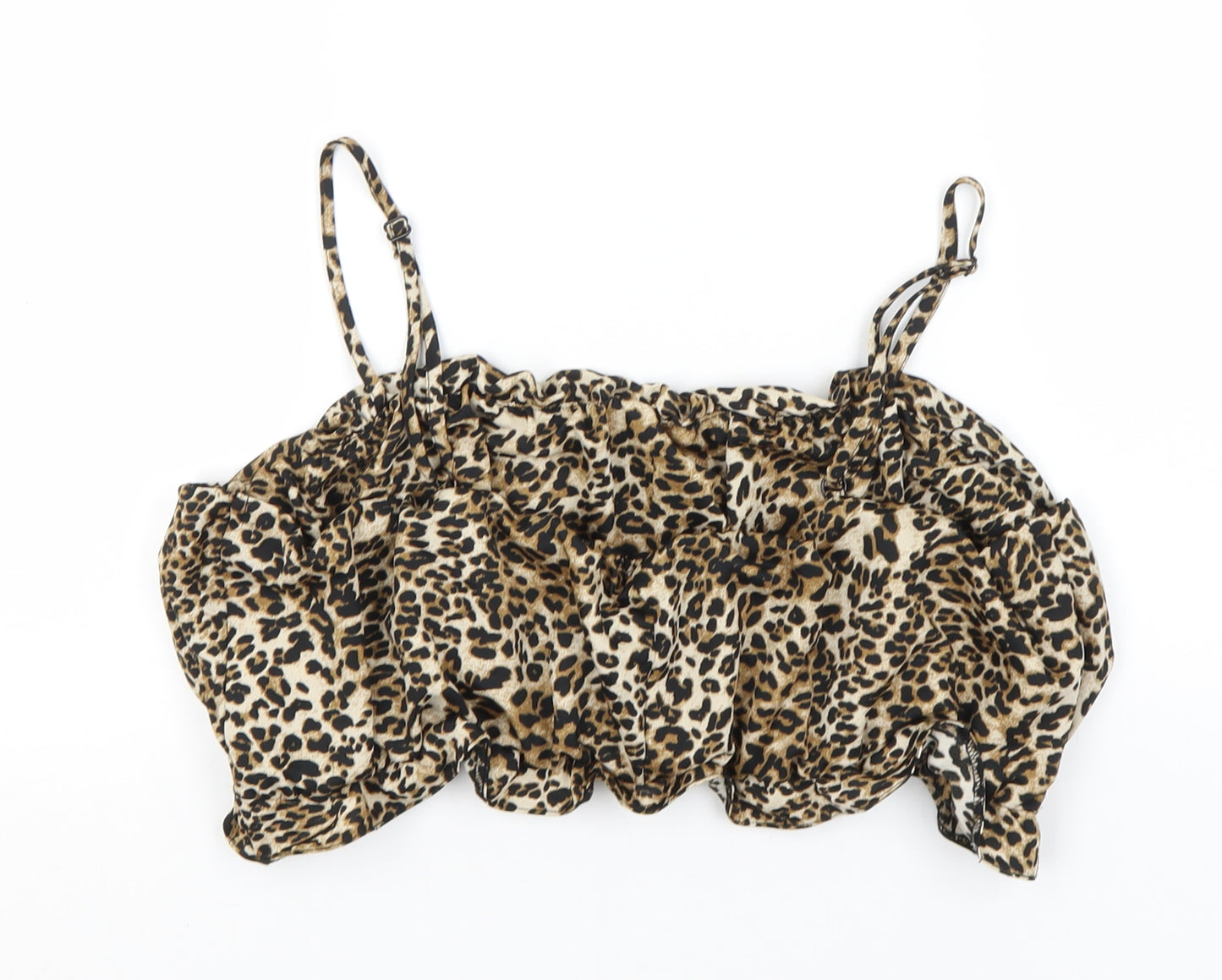 ASOS Womens Brown Animal Print Polyester Basic Tank Size 16 Off the Shoulder