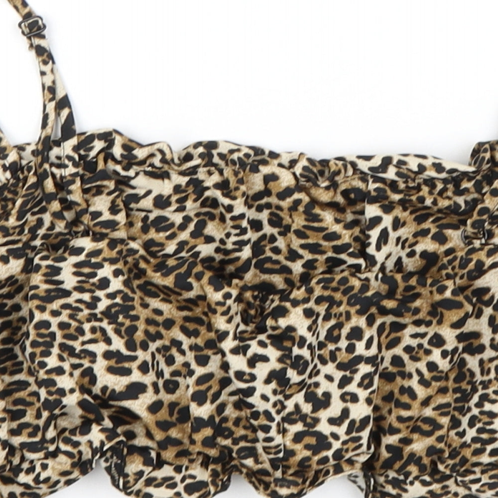 ASOS Womens Brown Animal Print Polyester Basic Tank Size 16 Off the Shoulder