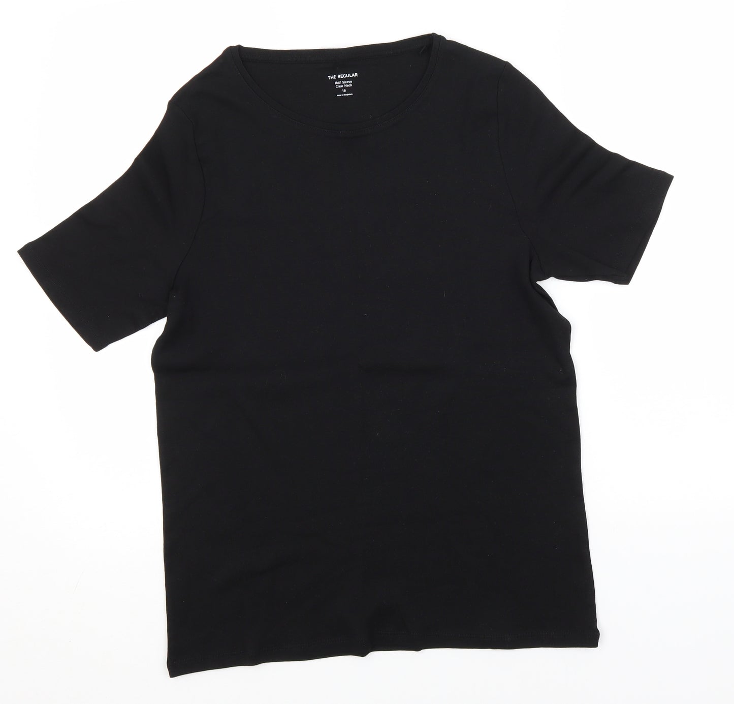 Marks and Spencer Womens Black  Cotton Basic T-Shirt Size 18 Round Neck