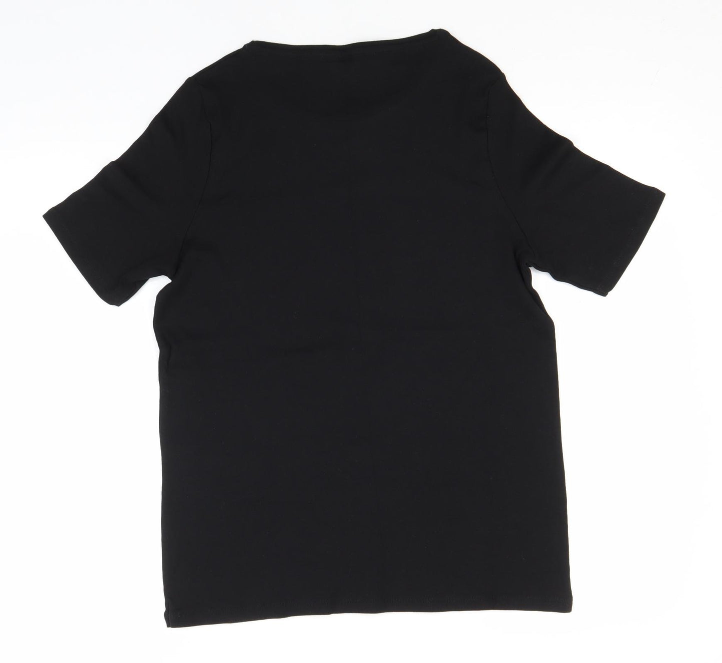 Marks and Spencer Womens Black  Cotton Basic T-Shirt Size 18 Round Neck
