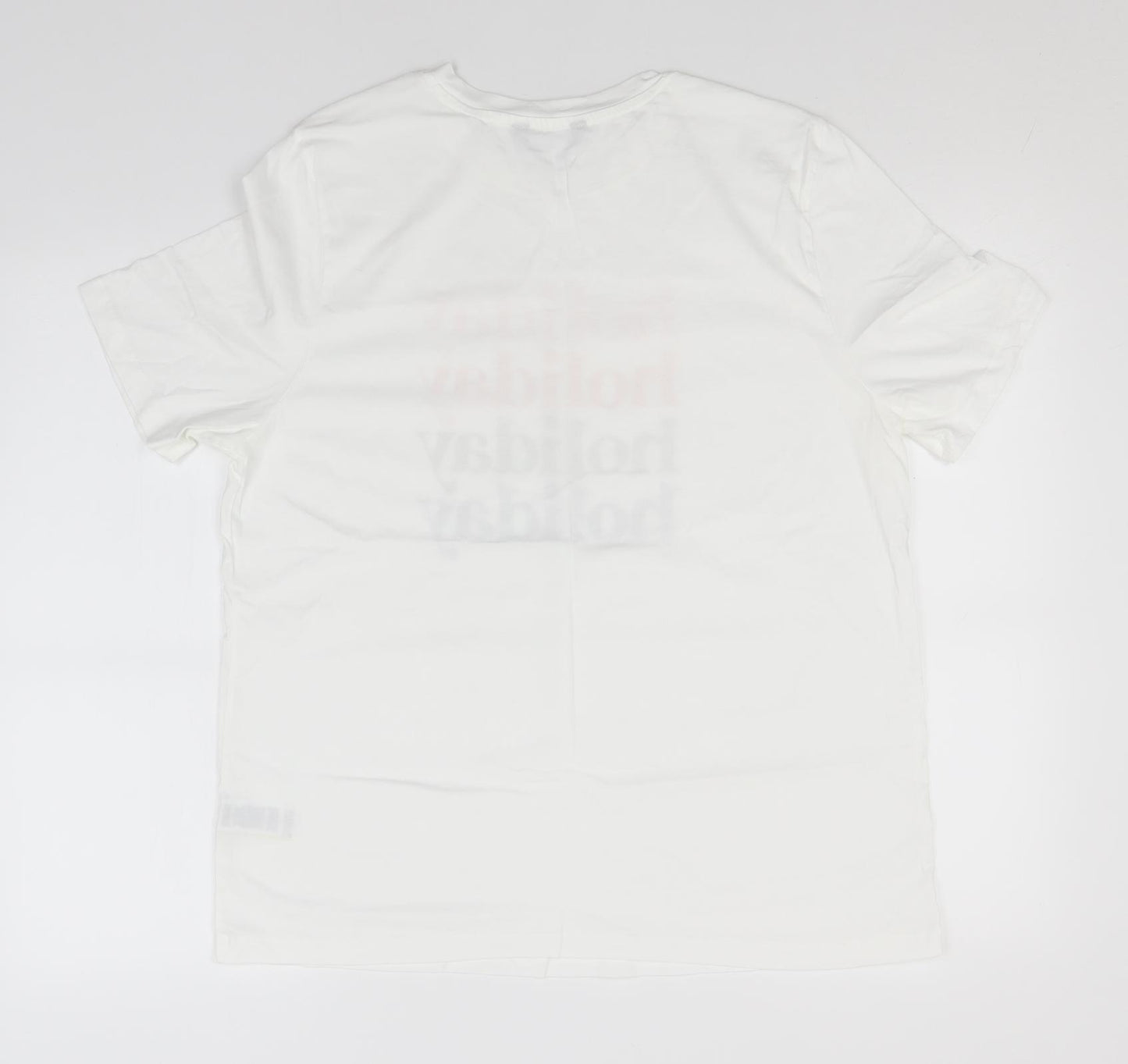 Marks and Spencer Womens White  Cotton Basic T-Shirt Size 16 Round Neck - Holiday